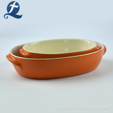 Set 2 Bakning Pan Oval Ceramic Bakeware Set